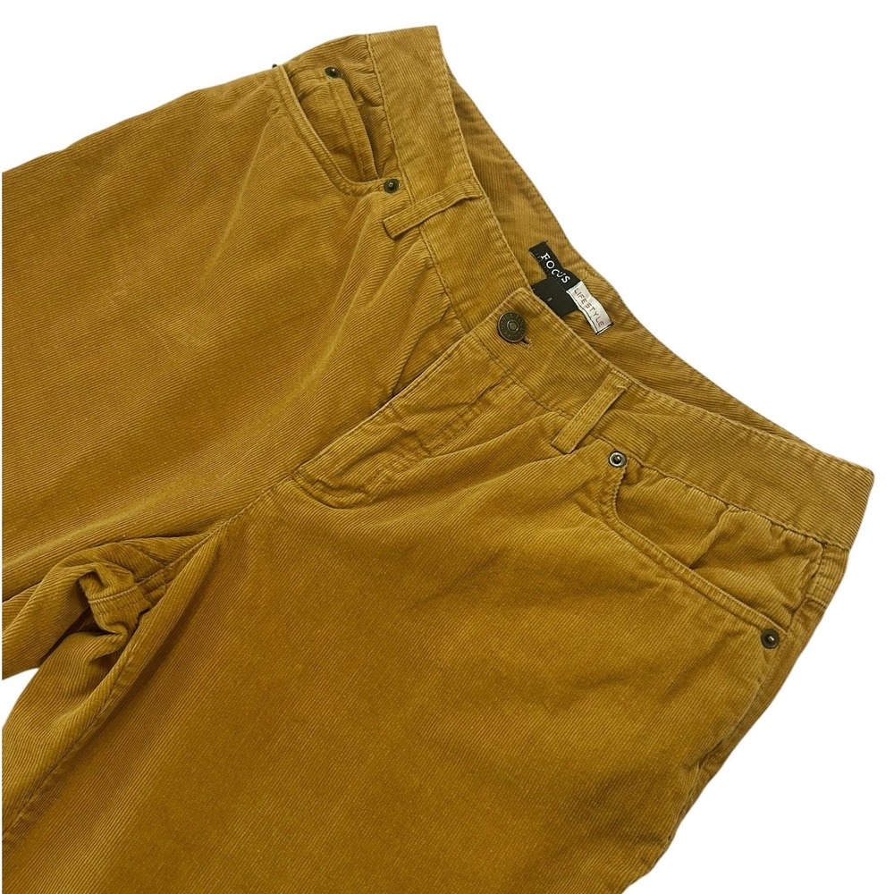 Focus Lifestyle Mustard Yellow Corduroy Wide Leg Flare Pants 70s Boho Retro
